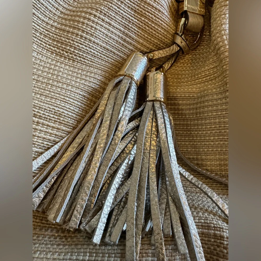 Michael Kors Tan and Gold Shoulder Bag with Tassel Detail